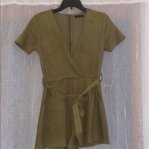 Olive Green Velvet Romper
